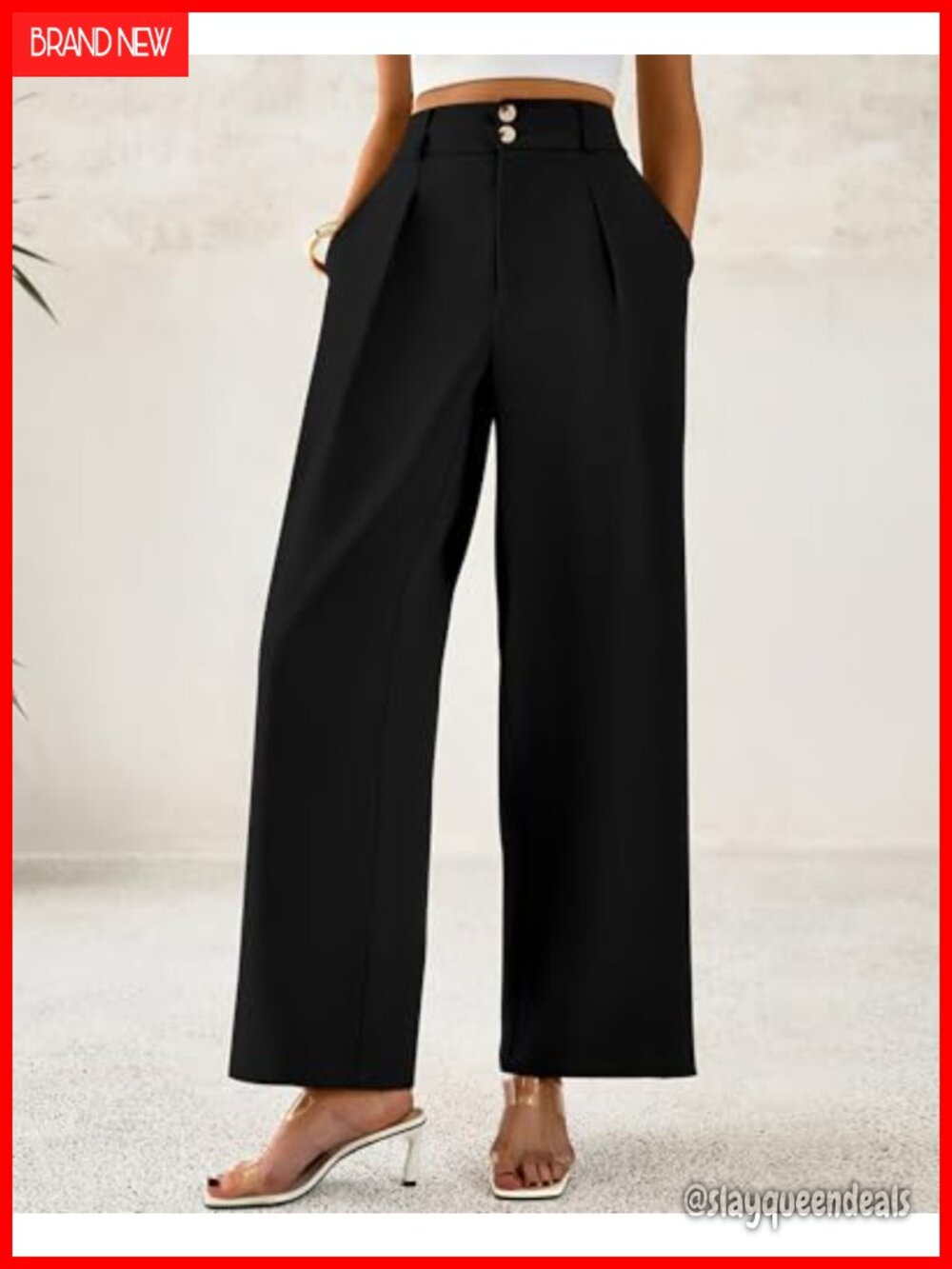 Wide Leg Dress Pants Women Business Casual High Waisted Palazzo Trousers - Picture 4 of 6